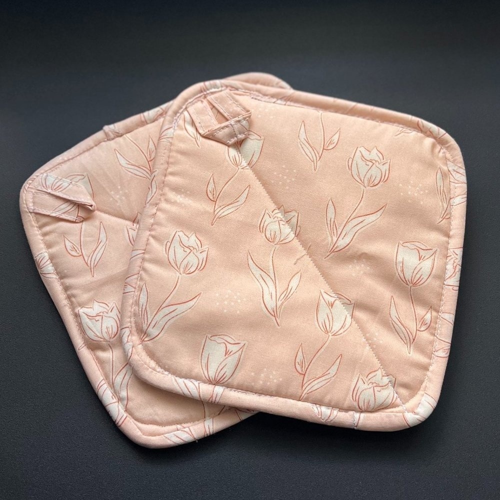 Floral print handmade set of pot holders